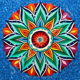 Diamond Painting Mandala Blauw 03 (formaat en vorm steentjes naar keuze)
