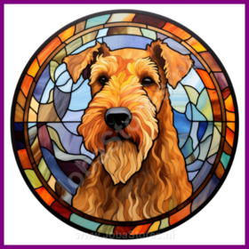 Diamond Painting Glas in lood Hond - Airedaleterrier 04 (formaat en vorm steentjes naar keuze)