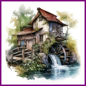Diamond Painting Watermolen 10 (formaat en vorm steentjes naar keuze)