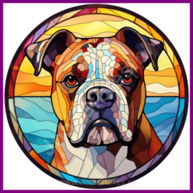 Diamond Painting Glas in lood Hond - Amerikaanse Bulldog 01 (formaat en vorm steentjes naar keuze)