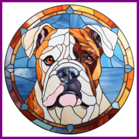 Diamond Painting Glas in lood Hond - Amerikaanse Bulldog 02 (formaat en vorm steentjes naar keuze)