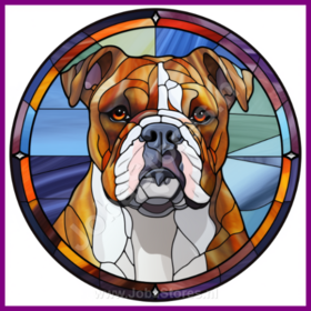 Diamond Painting Glas in lood Hond - Amerikaanse Bulldog 03 (formaat en vorm steentjes naar keuze)