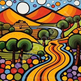 Diamond Painting Bonte Landschappen 01 (formaat en vorm steentjes naar keuze)