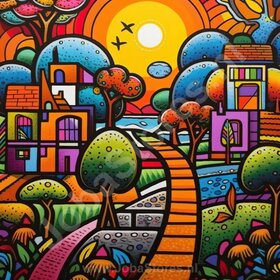 Diamond Painting Bonte Landschappen 04 (formaat en vorm steentjes naar keuze)