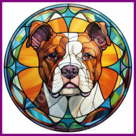Diamond Painting Glas in lood Hond - American Staffordshire terrier 01 (formaat en vorm steentjes naar keuze)