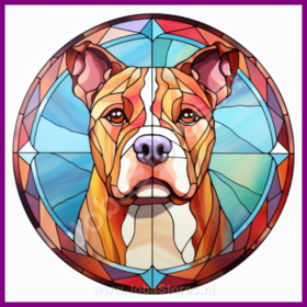 Diamond Painting Glas in lood Hond - American Staffordshire terrier 04 (formaat en vorm steentjes naar keuze)