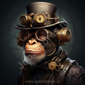 Diamond Painting Steampunk aap 01 (formaat en vorm steentjes naar keuze)