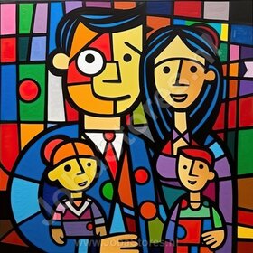 Diamond Painting Kleurrijke Mensen 01 (formaat en vorm steentjes naar keuze)