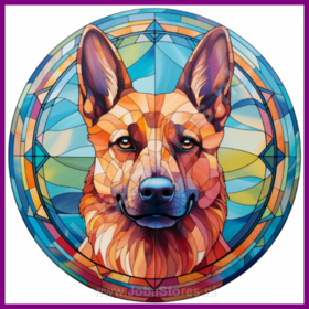 Diamond Painting Glas in lood Hond - Belgische Herder 07 (formaat en vorm steentjes naar keuze)