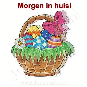 OP=OP Diamond Painting Staand Paas Ornament met verlichting Mand met eieren (19cm)