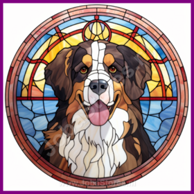 Diamond Painting Glas in lood Hond - Berner Sennenhond 01 (formaat en vorm steentjes naar keuze)