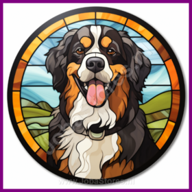 Diamond Painting Glas in lood Hond - Berner Sennenhond 02 (formaat en vorm steentjes naar keuze)