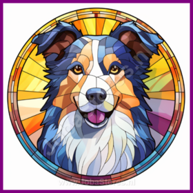 Diamond Painting Glas in lood Hond - Border Collie 02 (formaat en vorm steentjes naar keuze)