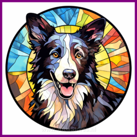 Diamond Painting Glas in lood Hond - Border Collie 04 (formaat en vorm steentjes naar keuze)