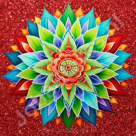 Diamond Painting Mandala Rood 05 (formaat en vorm steentjes naar keuze)