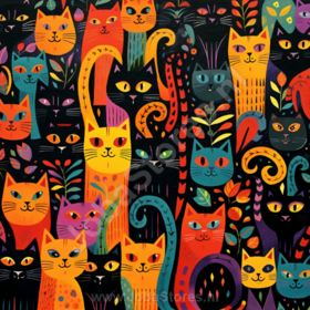 Diamond Painting Katten chaos 01 (formaat en vorm steentjes naar keuze)