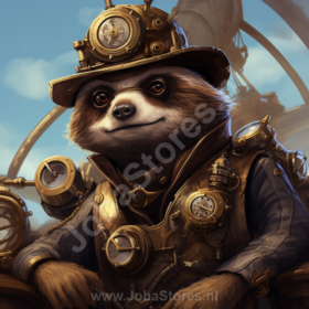 Diamond Painting Steampunk Luiaard 02 (formaat en vorm steentjes naar keuze)