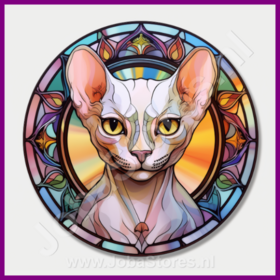 Diamond Painting Glas in lood Kat - Sphynx 02 (formaat en vorm steentjes naar keuze)