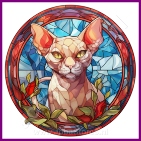 Diamond Painting Glas in lood Kat - Sphynx 03 (formaat en vorm steentjes naar keuze)