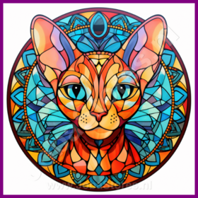 Diamond Painting Glas in lood Kat - Sphynx 06 (formaat en vorm steentjes naar keuze)