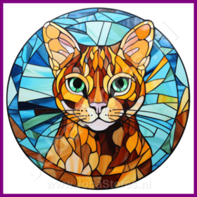 Diamond Painting Glas in lood Kat - Bengaal 01 (formaat en vorm steentjes naar keuze)