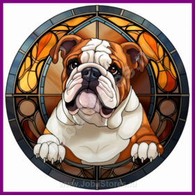 Diamond Painting Glas in lood Hond - Engelse Bulldog 01 (formaat en vorm steentjes naar keuze)