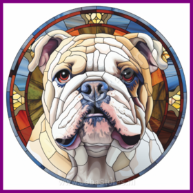 Diamond Painting Glas in lood Hond - Engelse Bulldog 02 (formaat en vorm steentjes naar keuze)