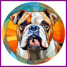 Diamond Painting Glas in lood Hond - Engelse Bulldog 03 (formaat en vorm steentjes naar keuze)