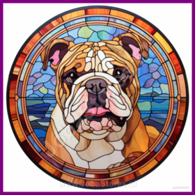 Diamond Painting Glas in lood Hond - Engelse Bulldog 04 (formaat en vorm steentjes naar keuze)