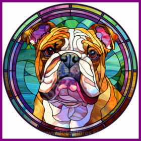 Diamond Painting Glas in lood Hond - Engelse Bulldog 05 (formaat en vorm steentjes naar keuze)