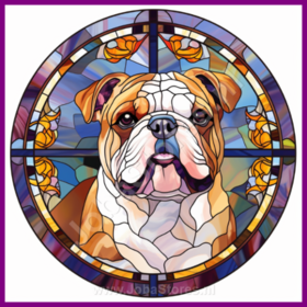 Diamond Painting Glas in lood Hond - Engelse Bulldog 06 (formaat en vorm steentjes naar keuze)
