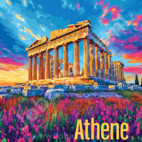 Diamond Painting Vakantie liefde - Athene 03 (formaat en vorm steentjes naar keuze)