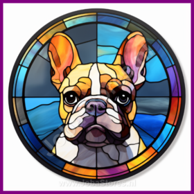 Diamond Painting Glas in lood Hond - Franse Bulldog 01 (formaat en vorm steentjes naar keuze)