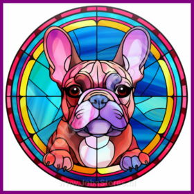 Diamond Painting Glas in lood Hond - Franse Bulldog 03 (formaat en vorm steentjes naar keuze)