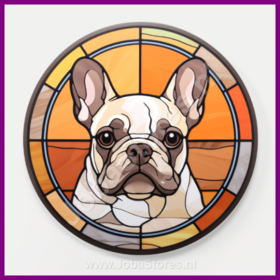 Diamond Painting Glas in lood Hond - Franse Bulldog 05 (formaat en vorm steentjes naar keuze)