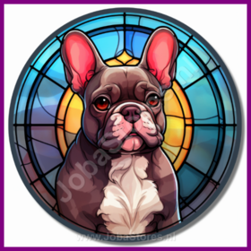 Diamond Painting Glas in lood Hond - Franse Bulldog 06 (formaat en vorm steentjes naar keuze)
