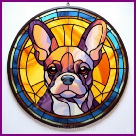 Diamond Painting Glas in lood Hond - Franse Bulldog 07 (formaat en vorm steentjes naar keuze)