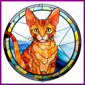 Diamond Painting Glas in lood Kat - Devon Rex 05 (formaat en vorm steentjes naar keuze)