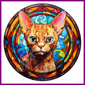 Diamond Painting Glas in lood Kat - Devon Rex 06 (formaat en vorm steentjes naar keuze)