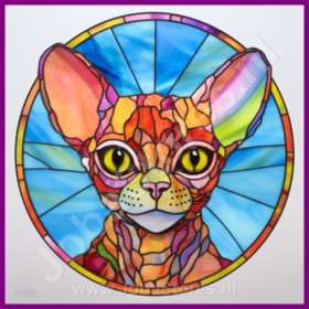 Diamond Painting Glas in lood Kat - Devon Rex 07 (formaat en vorm steentjes naar keuze)
