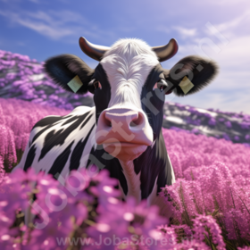 Diamond Painting Koe in het veld 01 (formaat en vorm steentjes naar keuze)