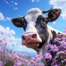 Diamond Painting Koe in het veld 05 (formaat en vorm steentjes naar keuze)