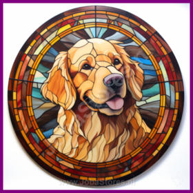 Diamond Painting Glas in lood Hond - Golden Retriever 01 (formaat en vorm steentjes naar keuze)