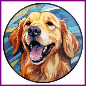 Diamond Painting Glas in lood Hond - Golden Retriever 02 (formaat en vorm steentjes naar keuze)