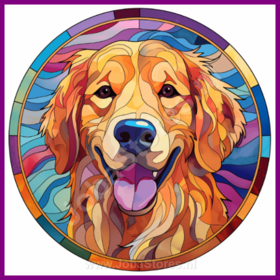 Diamond Painting Glas in lood Hond - Golden Retriever 03 (formaat en vorm steentjes naar keuze)