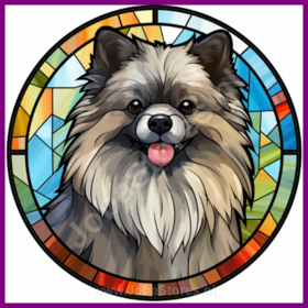 Diamond Painting Glas in lood Hond - Keeshond 03