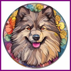 Diamond Painting Glas in lood Hond - Keeshond 04