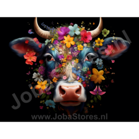 Diamond Painting Koe met bloemen 04