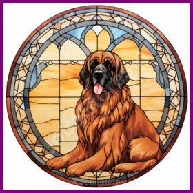 Diamond Painting Glas in lood Hond - Leonberger 03