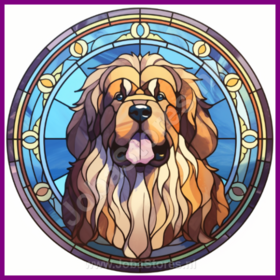 Diamond Painting Glas in lood Hond - Leonberger 04